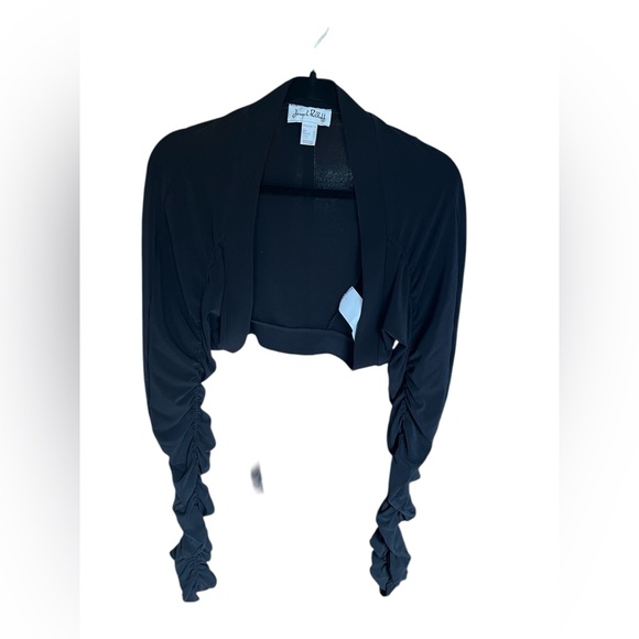 Joseph Ribkoff Sweaters - Joseph Ribkoff Black Ruched Sleeve Bolero Shrug NWT Formal Evening Cropped
